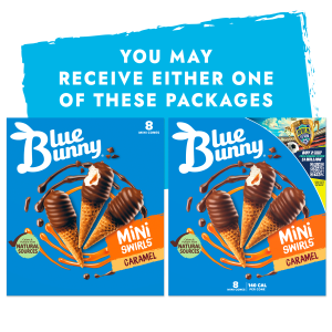 Blue Bunny Mini Swirls Caramel Cones, Frozen Dessert, 8 Pack