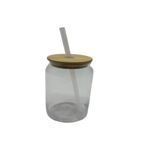 Glass with Wood Lid and Straws, 1 ct.