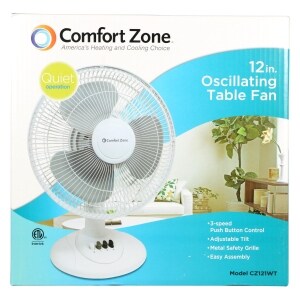Comfort Zone Oscillating Table Fan, 12 in.