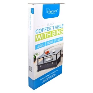 Interiors By Design Black Coffee Table With Three Bins Family Dollar
