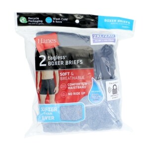 Hanes Men's 2XL Tagless Boxer Briefs, 2 ct.