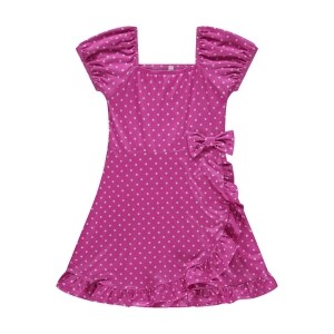 Girl's Wrap Dress - Purple and Polka Dot
