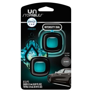 Febreze Car Air Freshener, Odor-Fighting Automotive Vent Clip, Unstopables Fresh Scent, 2 Count