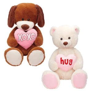 Assorted Valentine S Day Plush Dog And Bear With Hearts Family