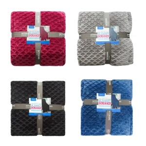 Interiors by Design Queen-Size Embossed Velvet Plush Blankets