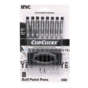 Inc Clip Clicks Pens With Black Ink 8 Ct Family Dollar