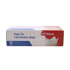 Value Corner Tall Kitchen 13 gal Trash Bags with Flap Tie (200 ct) Delivery  - DoorDash