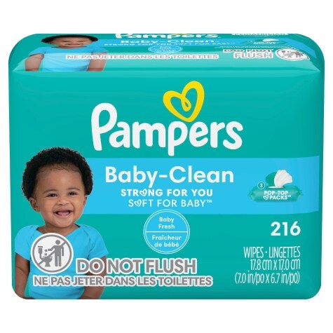 Pampers Complete Clean Baby Wipes - Fresh Scent 3X Pop-Top Packs 216 Count