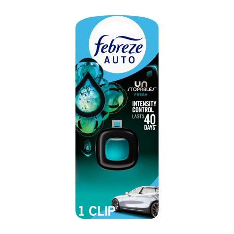 Febreze AUTO Air Freshener, Odor-Fighting Automotive Vent Clip, Unstopables Fresh Scent, 1 Count