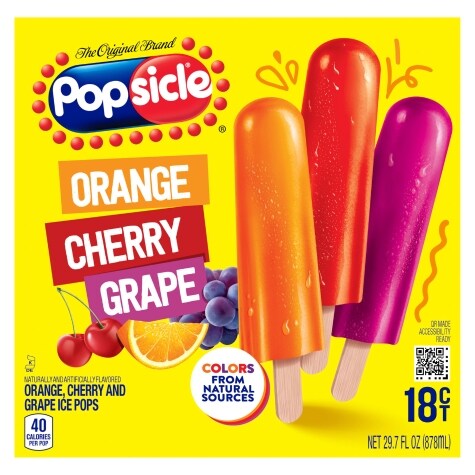 Popsicle Ice Pops Orange Cherry Grape 18 Ice Pops