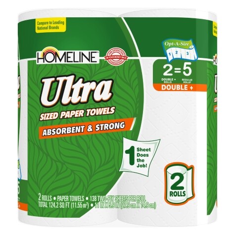 Homeline Ultra Opt-a-Size Double Plus Paper Towels, 2 ct.