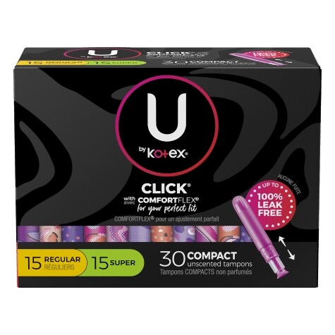 U By Kotex Click Compact Regular Super Tampons 30 Ct Family Dollar
