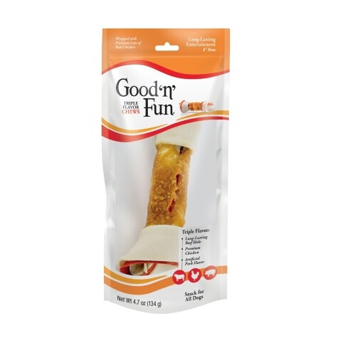 Good ’N’ Fun Triple Flavor Chew for Dogs, 8 in Bone, 1 Count