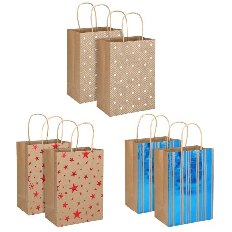 Medium Solid/Printed All-Occasion Gift Bags, 2 Ct.