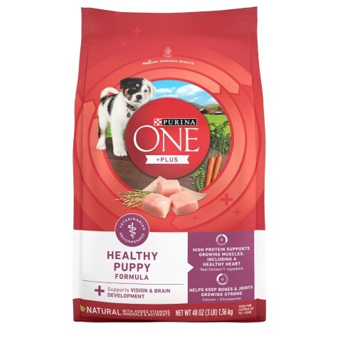 Purina ONE Plus Healthy Puppy Formula High Protein Natural Dry Puppy Food With Added Vitamins, Minerals And Nutrients - 8 Lb. Bag (Pack Of