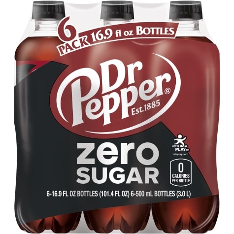 Dr Pepper Zero Sugar Soda, .5 L bottles, 6 pack Family Dollar