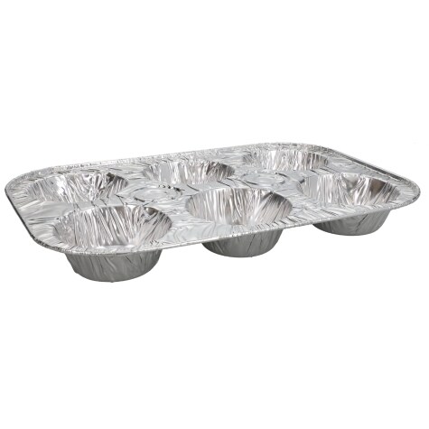 Nicole Fantini Reusable Aluminum Muffin Pan – 6-Cup, Non-Stick, Silver (Disposable Option)-407877