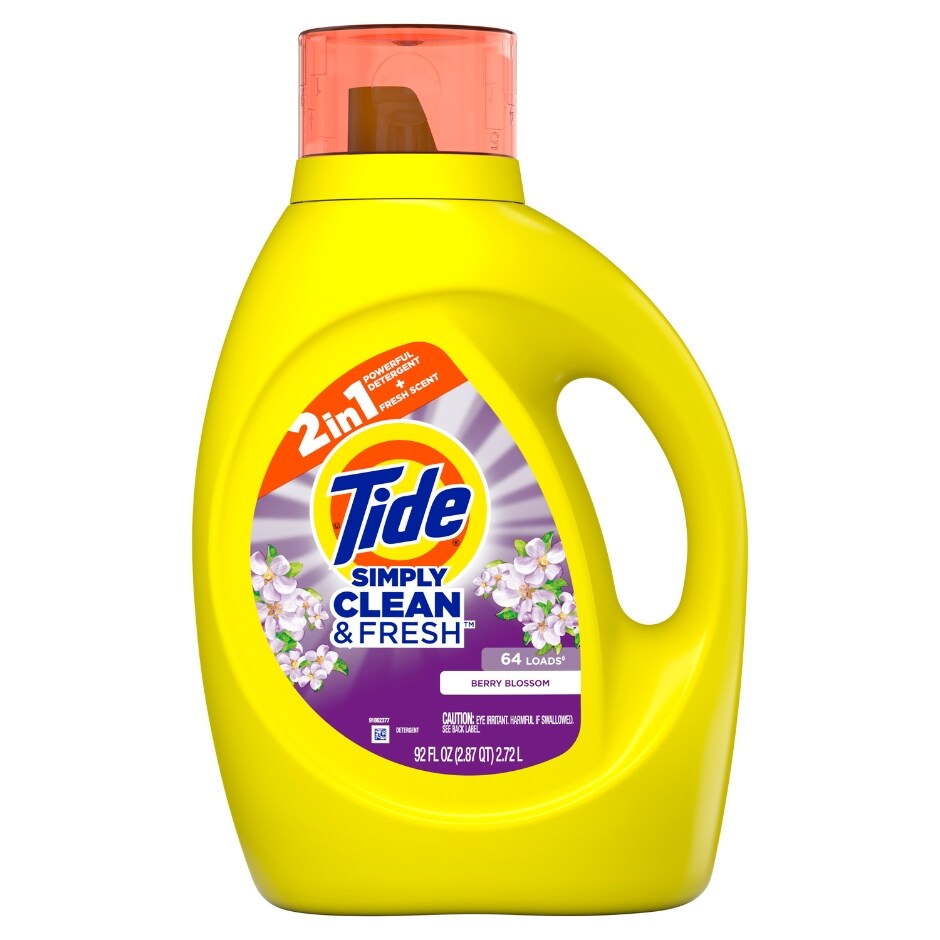 Tide Simply Clean & Fresh Liquid Laundry Detergent, Berry Blossom, 64