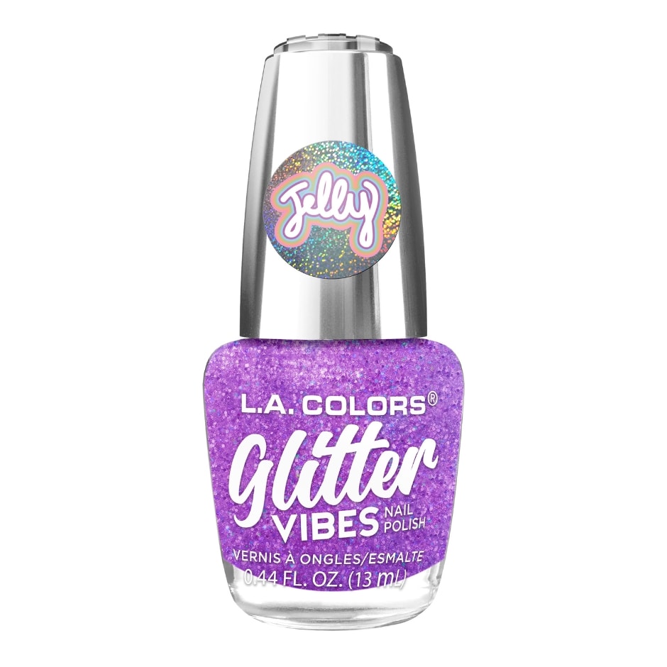 L.A. Colors Glitter Vibes Purple Jelly Nail Polish, 0.44oz.