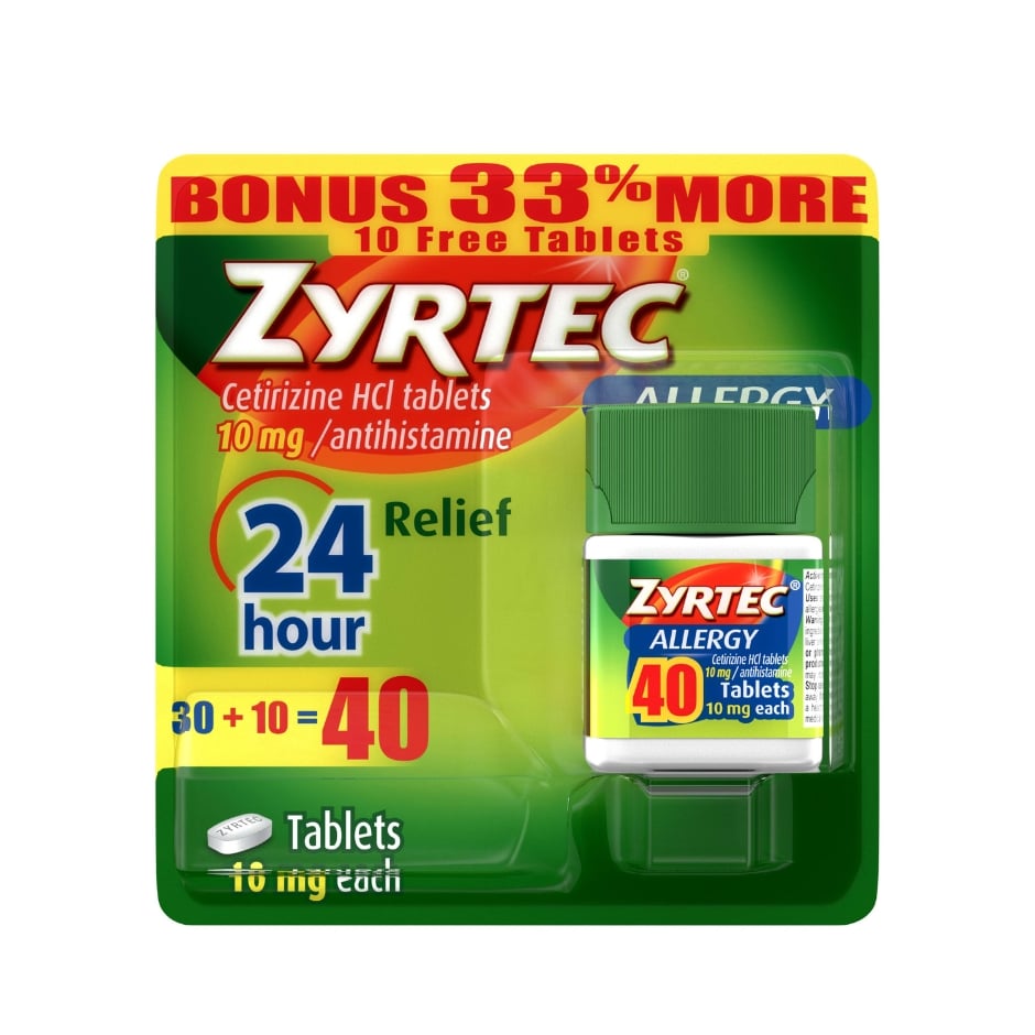 Zyrtec 24 Hour Allergy Relief Tablets, Antihistamine Indoor & Outdoor Allergy Medicine with