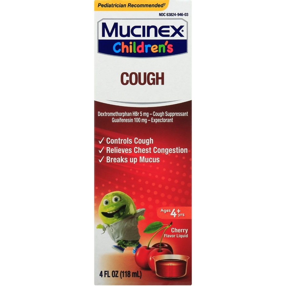 Mucinex Children's Cough Medicine, Expectorant, 4 fl. oz. Cherry Flavor