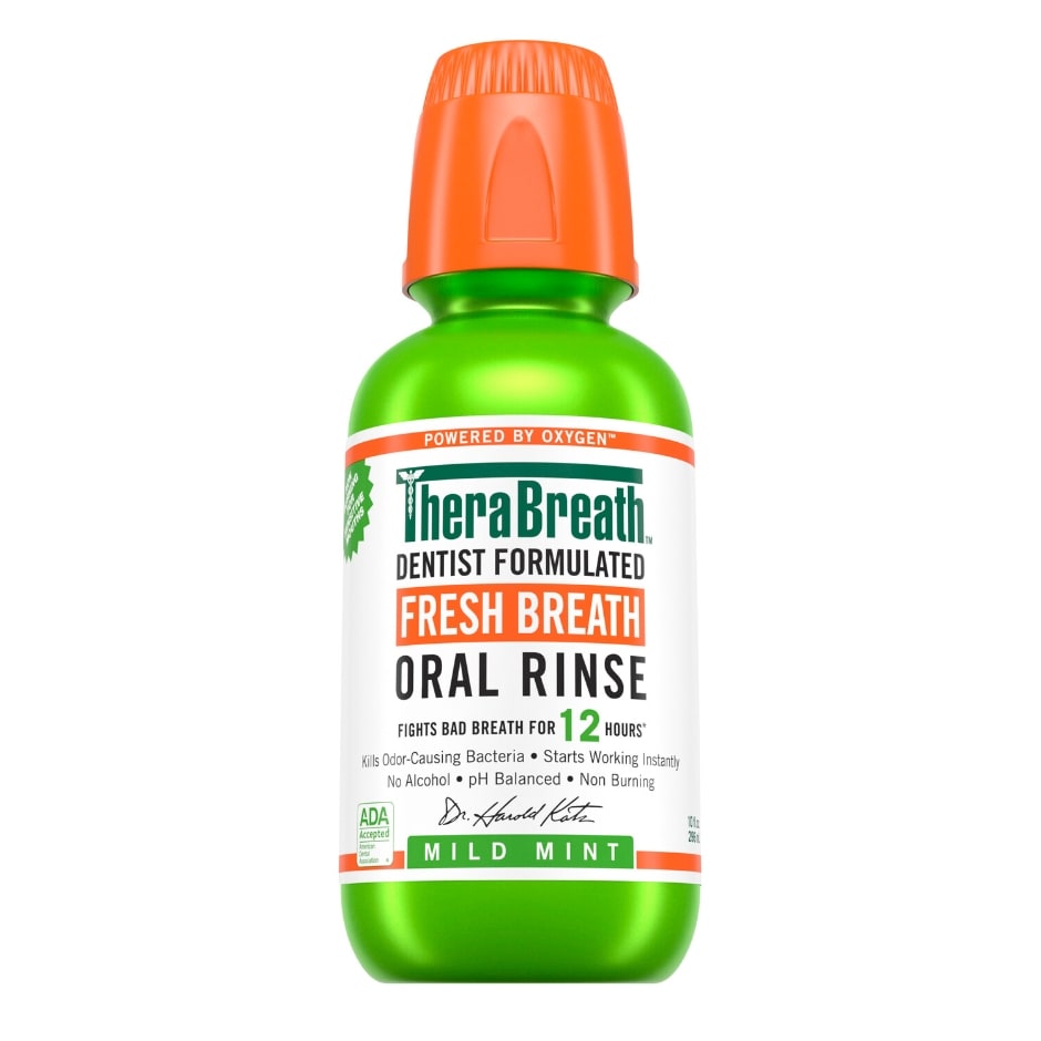 TheraBreath Fresh Breath Mouthwash, Mild Mint, AlcoholFree, 10 fl oz Family Dollar