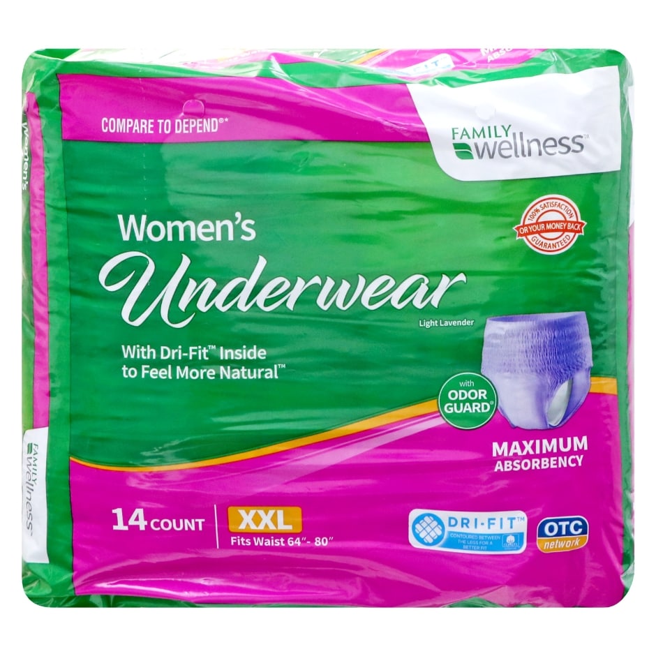 Family Wellness Women's XXL Absorbent Underwear, 14 ct. Family Dollar
