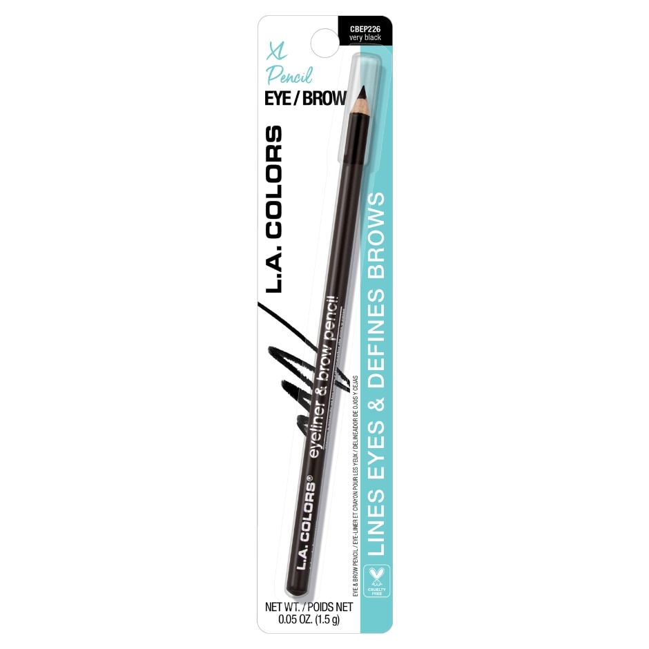 L.A. Colors Eyeliner & Brow Pencil in Very Black, 0.05 oz.