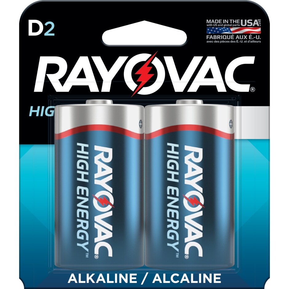 Rayovac High Energy D Batteries (2 Pack), Alkaline D Cell Batteries