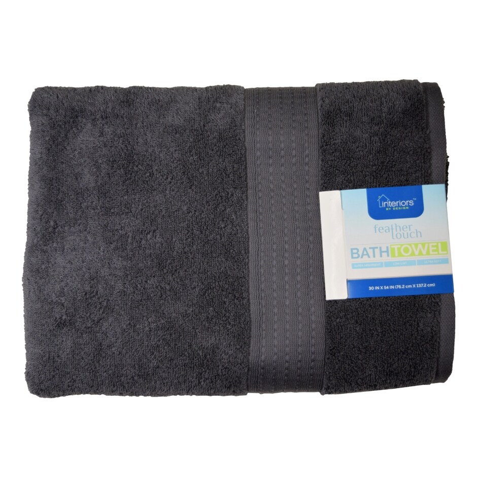 Interiors by Design Feather Touch Charcoal Bath Towel | Family Dollar