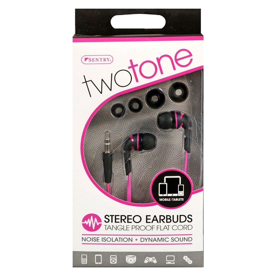 Sentry TwoTone FlatWire Stereo Earbuds Assorted Family Dollar