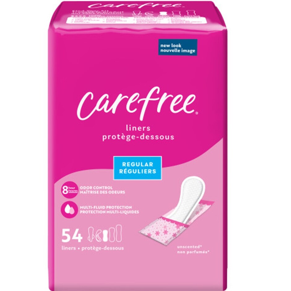 Carefree Panty Liners, Regular Liners, Wrapped, Unscented, 54ct