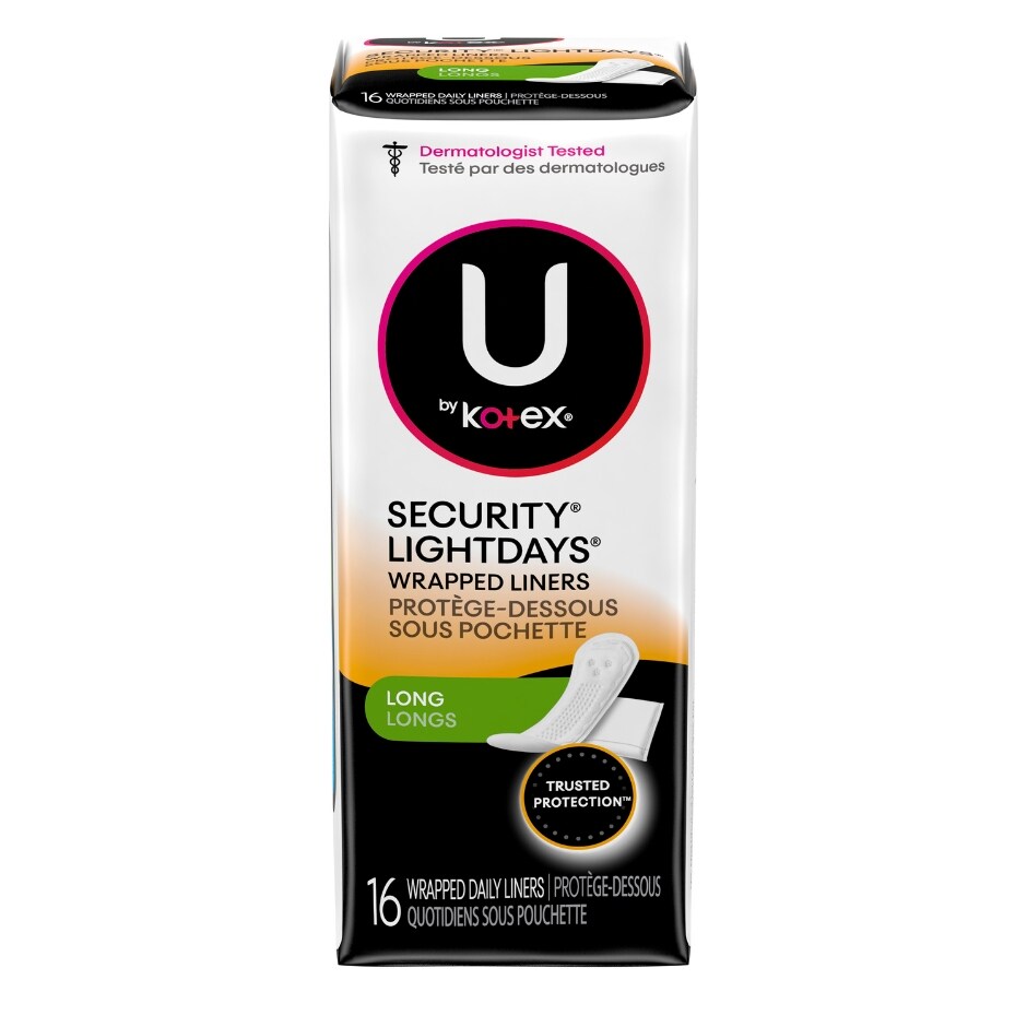 U by Kotex Security Lightdays Long Daily Liners, 16 ct.