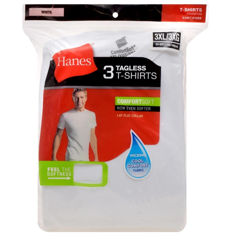 Hanes Men's 3XL Tagless White TShirts, 3 ct. Family Dollar