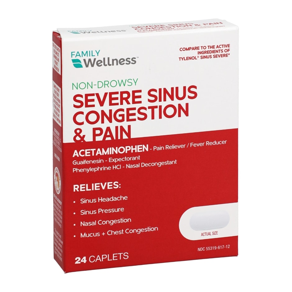 Family Wellness Severe Sinus Congestion Caplets, 24 ct. Family Dollar
