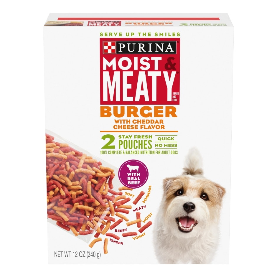 Purina Moist & Meaty Burger with Cheddar Cheese Flavor Dry Dog Food, 2 ct.