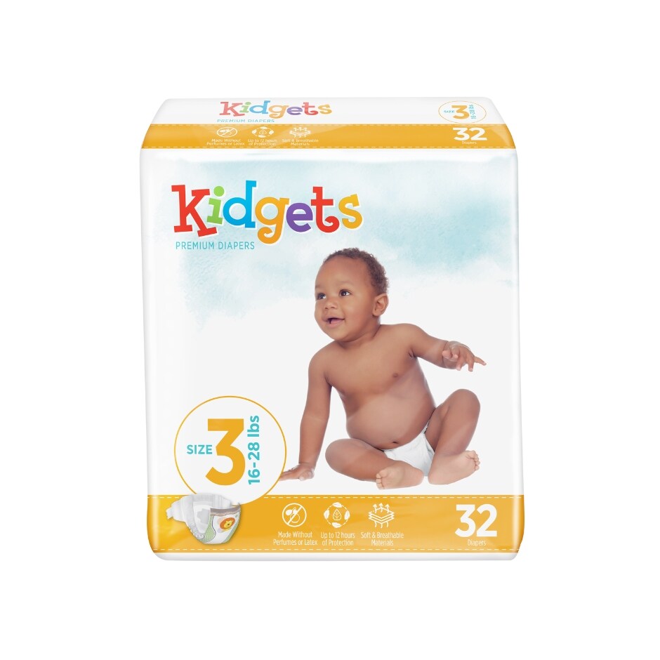 3009019Kidgets Size3 Diapers, 32 ct.