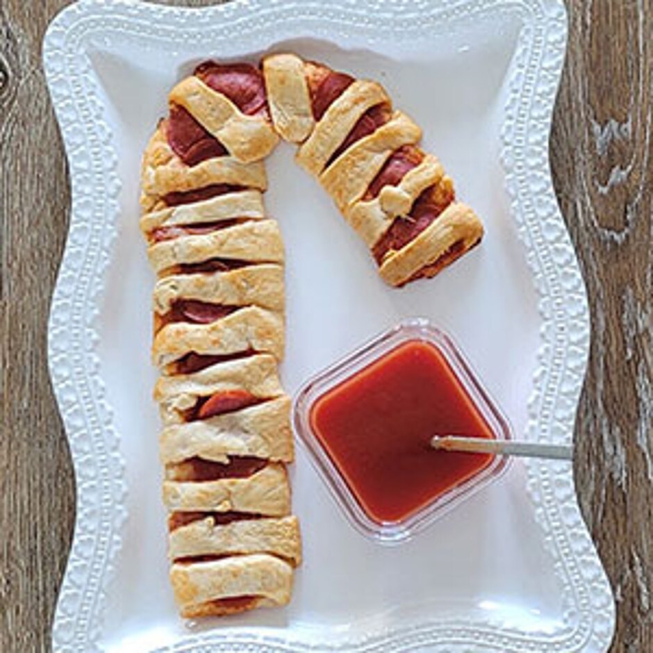 Candy CaneShaped Crescent Roll Pizza
