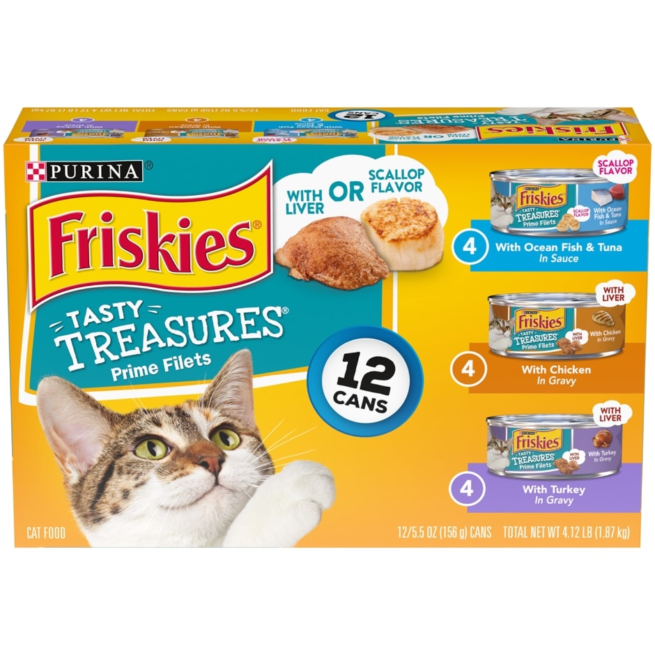 Purina Friskies Tasty Treasures Prime Filets In Gravy Wet Cat Food Variety Pack 12 5 5 Oz Cans Family Dollar