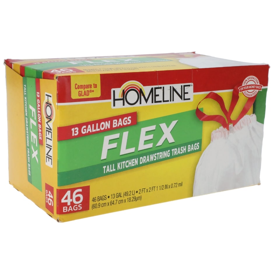 Homeline 13 Gallon Tall Kitchen Drawstring Trash Bags 56 Ct Family Dollar