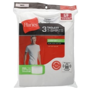 Hanes ComfortSoft Tagless Men's Small White Crewneck T-Shirts, 3-ct.
