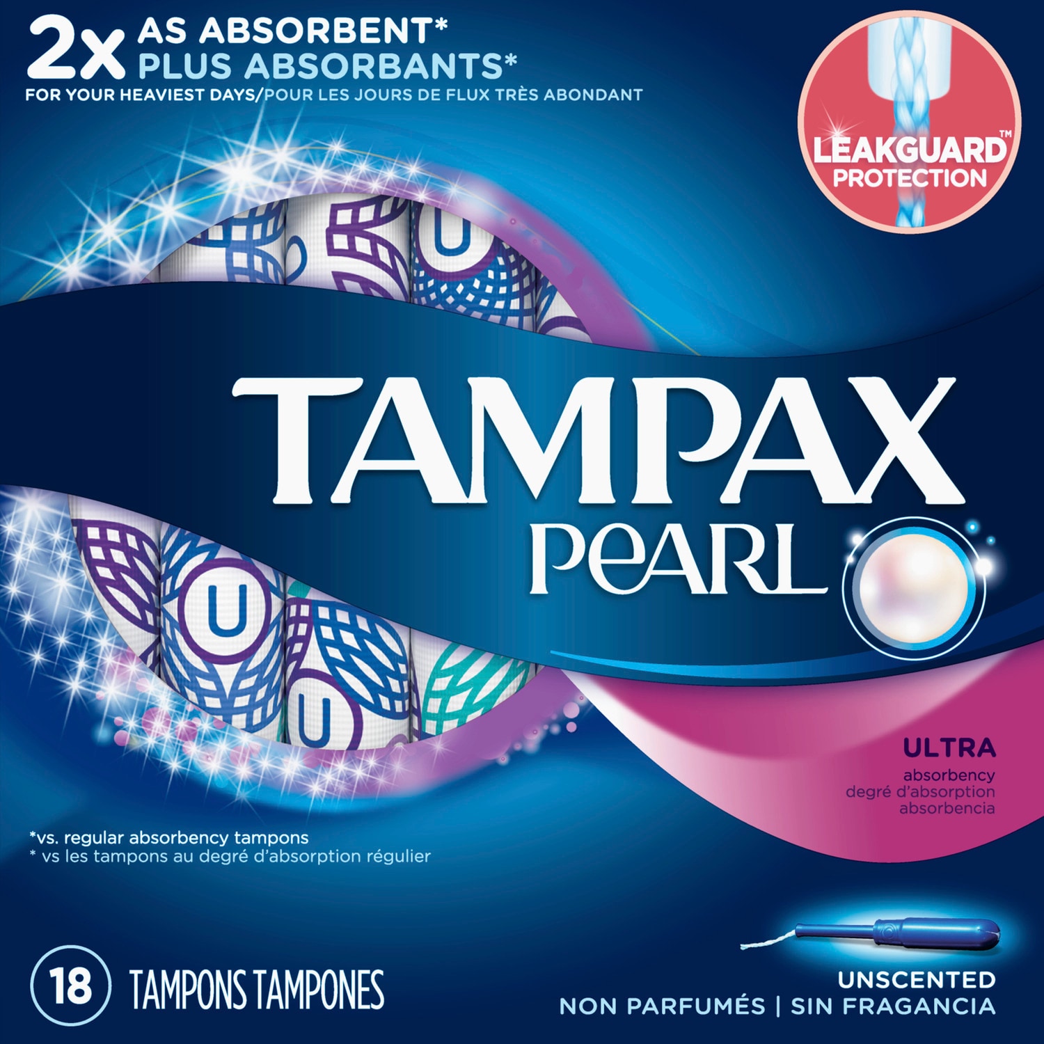 Perle Tampax Compak super plus tampons quatre Pack 4 x 18