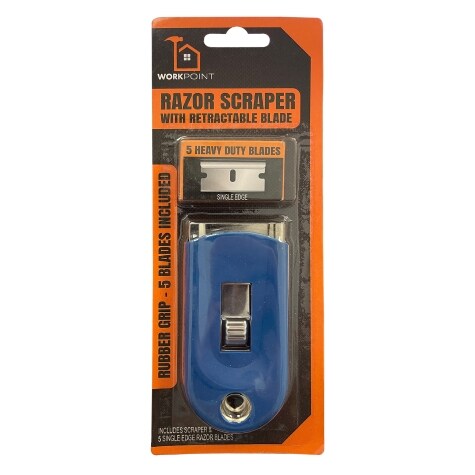 Auto Retract Razor Scraper Razor Scraper with Retractable Blade and Rubber Grip, 5-ct. Pack