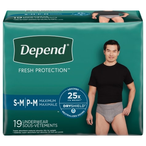Depend Fit-Flex Maximum Absorbency Underwear for Men, 19-ct. Packs