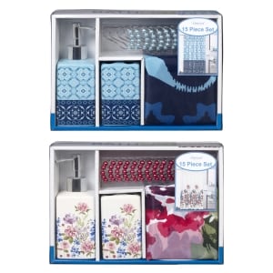 Interiors By Design Shower Curtain And Ceramic Sets 15 Pc