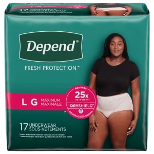 Depend Fit-Flex Women's L Maximum Absorbency Underwear, 17 ct.