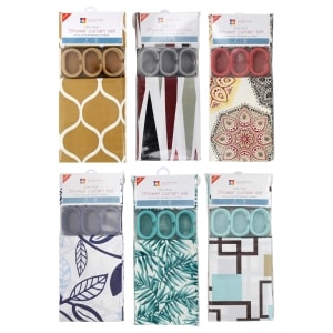 Interiors By Design Printed Shower Curtain With Hooks 13 Pc