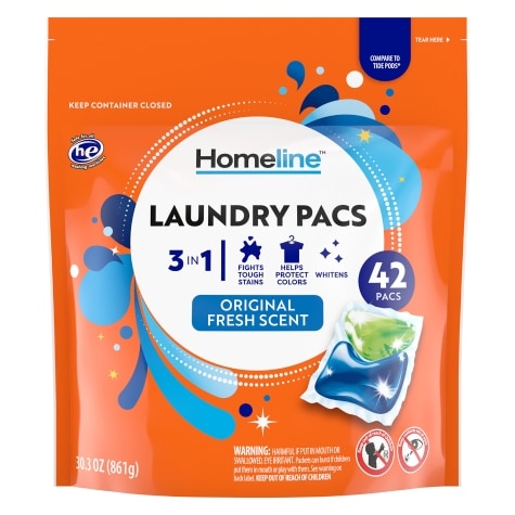 Homeline Spring Fresh Homeline Premium Detergent Laundry Pacs - Original Fresh, 42-ct. Packs